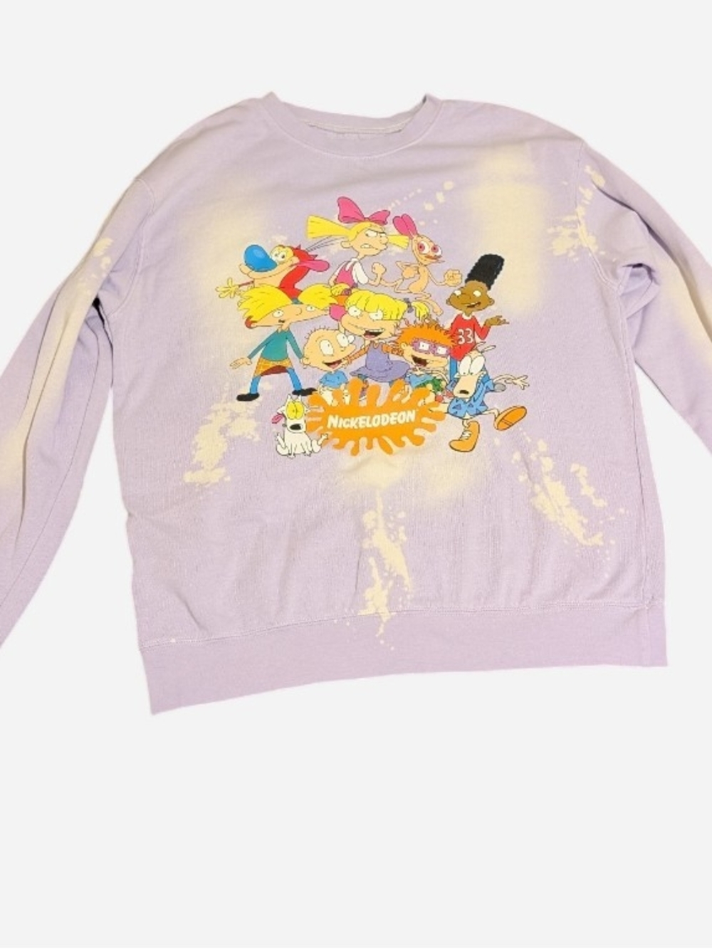 Pre-owned Nickelodeon Lavender Rugrats Crewneck Sweatshirt with Tie-Dye Splatter